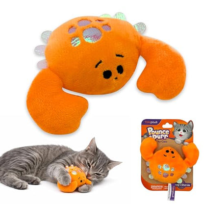 Pounce & Purr® Plush Cat Toys, Catnip & Silvervine Infused, Shiny Iridescent Accents, Interactive Play Toys for Cats & Kittens (Crab) - color: Crab