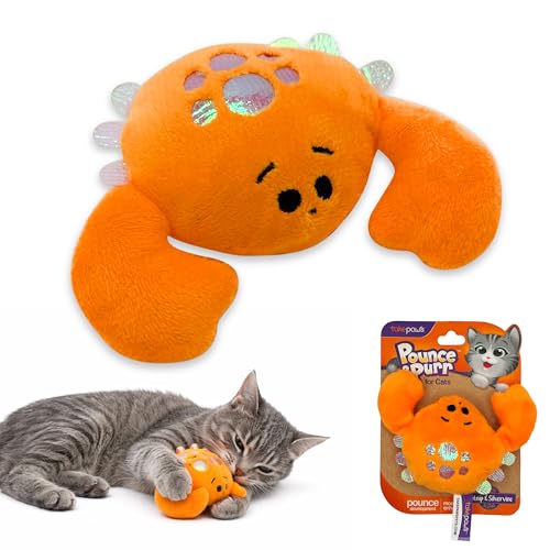 Pounce & Purr® Plush Cat Toys, Catnip & Silvervine Infused, Shiny Iridescent Accents, Interactive Play Toys for Cats & Kittens (Crab) - color: Crab
