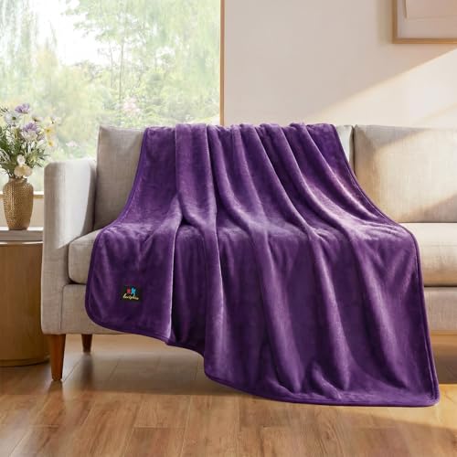 Luciphia Waterproof Blanket for Dog Washable Reversible Sherpa Fleece Throw Blanket for Bed Couch Soft Liquid Pee Proof Furniture Cover Protector for Small Medium Large Pet Cat Purple 57" x 40" - color: Purple+white, size: M (57" x40")