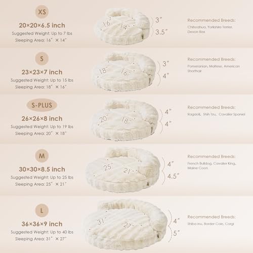 EHEYCIGA Dog Bed Medium Size Dog, Fluffy Small Dog Couch with Removable Washable Cover, Bolster Pet Sofa, Waterproof and Non-Slip, 30" x 30"x 8.5", Cream - color: Cream, size: 30"L x 30"W x 8.5"Th