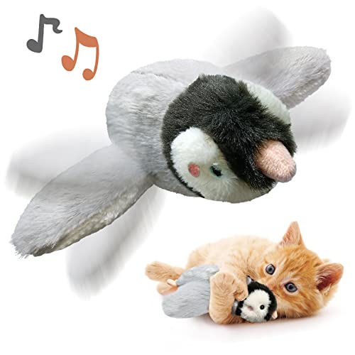 Cat Toys, Flapping Wings Penguin, No Flying, Chirping Bird Interactive Catnip Toy for Kitten or Small Dogs, Touch Activated, Rechargeable - color: Penguin