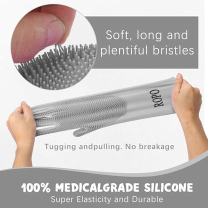ROPO silicone gloves for pet grooming, multi-functional gloves for pet hair shedding, bathing, and massage (Grey) - color: Grey