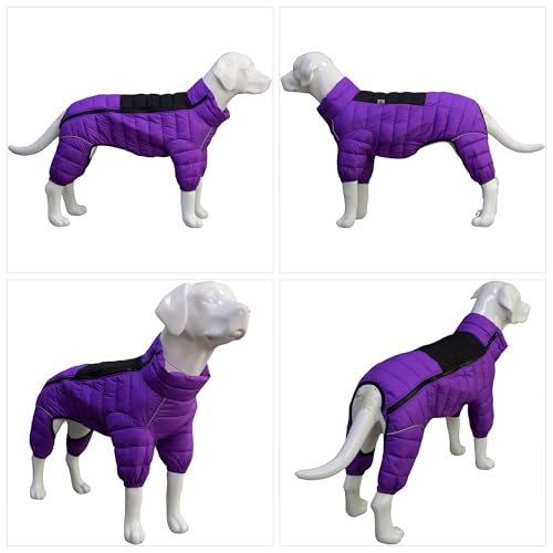 Purple Dog Jacket, Windproof & Waterproof, Reflective, Adjustable, Zippered, Snow Jacket for Small to Large Dogs - color: Purple, size: M (12.5inch Back)