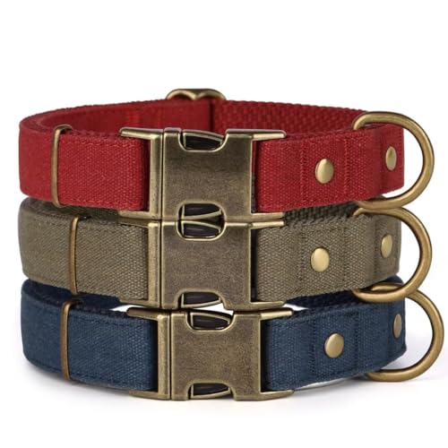 Dog Collar for Large Dogs, Soft Padded Premium Nylon Dog Collar with Quick Release Metal Buckle, Durable & Adjustable Pet Collars for Boy Gifts, Blue, L (Fit 15-22") - color: Blue, size: L: Fit Neck 15-22"