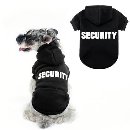 EXPAWLORER Dog Hoodies- Soft and Warm Dog Sweatshirt with Leash Hole, Halloween Dogs Costume Winter Autumn Fleece Pet Clothes with Print for Puppy,Cat, Small Medium Large Dogs (X-Small, Security) - size: X-Small