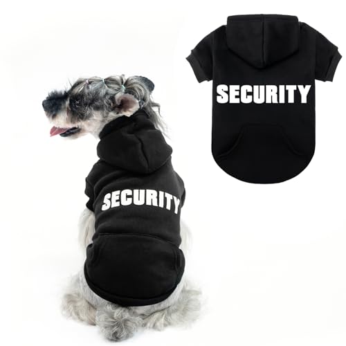 EXPAWLORER Dog Hoodies- Soft and Warm Dog Sweatshirt with Leash Hole, Halloween Dogs Costume Winter Autumn Fleece Pet Clothes with Print for Puppy,Cat, Small Medium Large Dogs (X-Small, Security) - size: X-Small