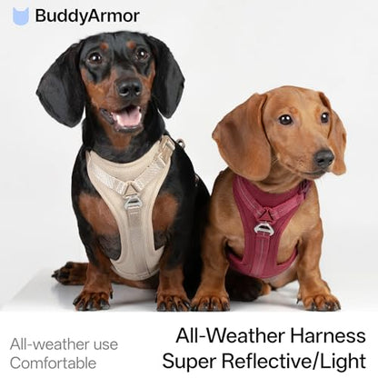 All-Weather No Pull Dog Harness Reflective Vest Harness QR Code Anti-Lost Adjustable Quick-Release Buckle Soft Padded Breathable Harness for Medium Large Dogs (Light-Burgundy, L) - color: Light-Burgundy, size: L