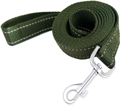 Reflective Dog Leash 4Ft /5 Foot /6 Feet Long, 1 Inch Wide, for Small and Medium Dogs - color: Reflective Green, size: 1'' x 4 FT