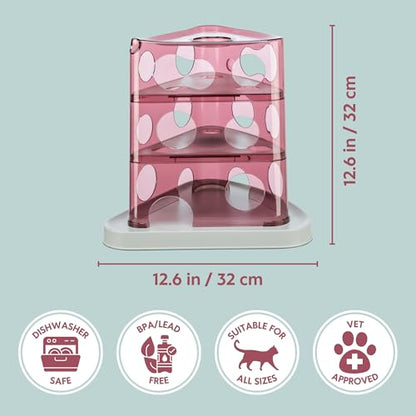 TRIXIE Cheese Tower Interactive Cat Toy, Enrichment Toys for Indoor Cats, Treat Puzzle Interactive Play and Mental Stimulation, Berry