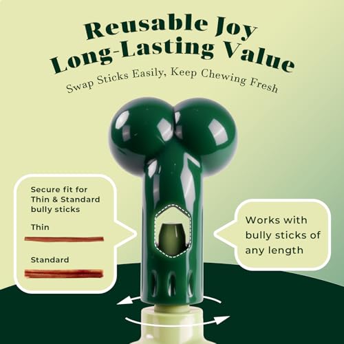 Bully Stick Holder for Medium/Large Dogs - Anti-Choking, Prevents Swallowed Ends - Nylon Dog Chew Toy - Dishwasher Safe, Green - color: Green