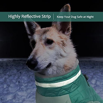 Lelepet Dog Coat Warm Dog Winter Coat Waterproof Dogs Jacket with Harness Built in Reflective Pet Fleece Vest Zip-Up Cold Weather Coats for Large Dogs Turtleneck Windproof Boston Terrier Mint Green - color: Neo Mint, size: Large