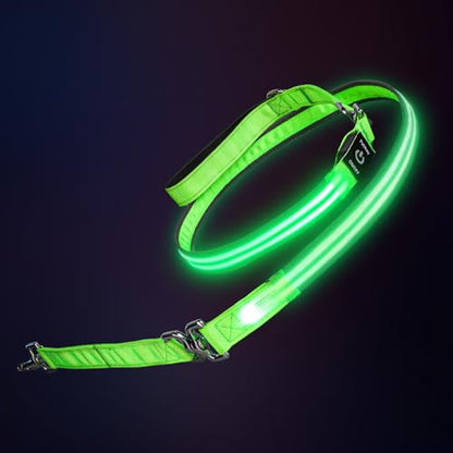 Night Walking LED Dog Leash - 6FT Reflective & Waterproof Light Up Safety Leashes for Dogs - USB Rechargeable, Green - color: Green(Fiber optic version)
