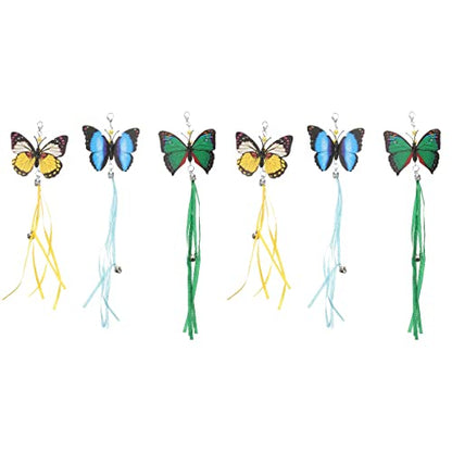 LUOZZY 6 Pcs Butterflies Cat Teaser Attachments and Replacements - Interactive Cat Wand Toys