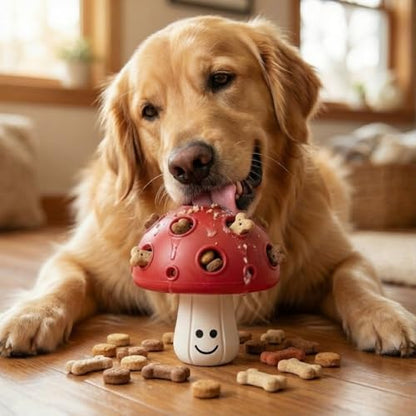 Fuzzl Eco Rubber Magic Shroom Puzzle Enrichment Toy - Red - Long Lasting Dog Treat Toys for Aggressive Chewers Strong Dog Toy for Dogs Durable Puppy Toys - style: Mushroom Red