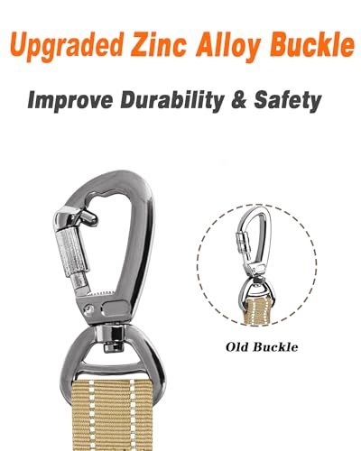 AUBELL Tactical Dog Leash Heavy Duty,4-6ft Reflective Strong No Pull Bungee Leash for Medium Large Dogs with Comfortable Padded Double Handle,Car Seat Belt,360 Degree Rotating Carabiner,Brown - color: M/L-Brown(4-6FT)