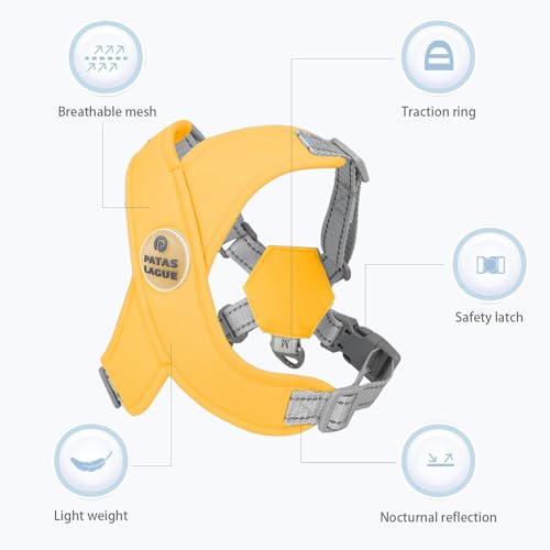 Dog Harness with Leash Set Adjustable Soft Padded Step-in Dog Vest No Choke No Pull Reflective for Small Pets with Poop Bags and Dispenser, Solid and No-chew, Yellow XS - color: Yellow, size: XS (Neck 16-19.1'' Chest 18.8-21.5'')