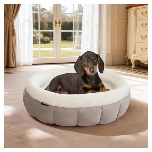 BALANCE Cat Beds for Indoor Cats, Washable Round Dog Bed, Donut Dog Bed with Anti-Slip Bottom for Small Dogs, 28 Inches, Goat - color: Goat, size: 28"l X 28"w X 7.5"th