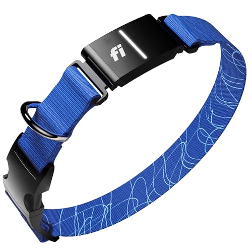 Fi New Series 3+ Smart Dog Tracker Collar [6 Month Membership Included] GPS Tracker for Dogs with Health & Behavior Monitoring, Escape Alerts, Waterproof, LED, Apple Watch Compatible (Blue, Medium) - color: Blue, size: Medium