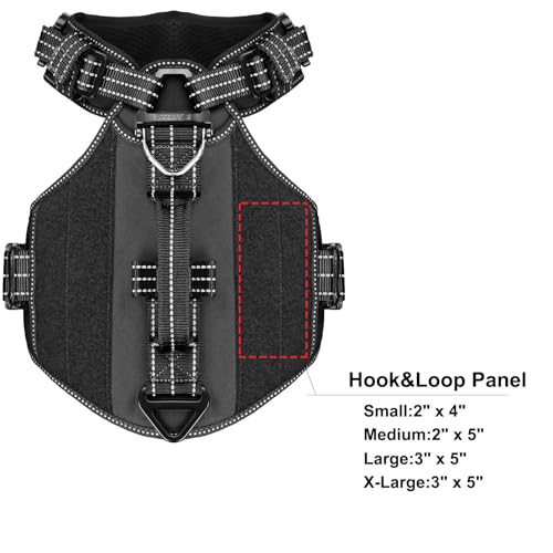 ICEFANG GN8 Tactical Dog Harness with 4X Metal Buckles for Medium Sized Dogs,Reflective in Training Walking K9 Vest,No-Pull Front Leash Clip,Adjustable Pet Harness (Black, Medium (Pack of 1)) - color: Black, size: Medium (Pack of 1)
