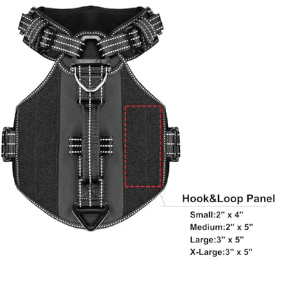 ICEFANG GN8 Tactical Dog Harness with 4X Metal Buckles for Large Sized Dogs,Reflective in Training Walking K9 Vest,No-Pull Front Leash Clip,Adjustable Pet Harness (Black, Large (Pack of 1)) - color: Black, size: Large (Pack of 1)