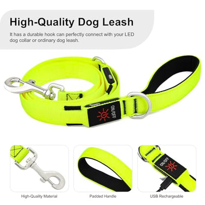 Colaseeme Light Up Dog Leash, LED Pet Leashes USB Rechargeable, Glow Safety Dogs Lights at Night (6FT,Green) - color: Green, size: 6FT