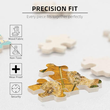 300 Pieces Jigsaw Puzzles for Adults, Just Breathe Dandelion Butterfly Art Puzzle, Stress Relief Concentration Training Brain Teaser Puzzle 15.7x11 Inch - color: Wooden Puzzle12, size: 300 Piece pcs