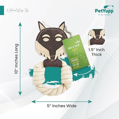 Cotton Rope Ring Dog Chew Toy for Small Dogs & Puppies - Durable Leather Dog Toy for Light Chewers - Natural & Perfect Puppy Toy for Chewing Exercise & Dental Health (Fox) - style: Cotton Rope Ring - Fox