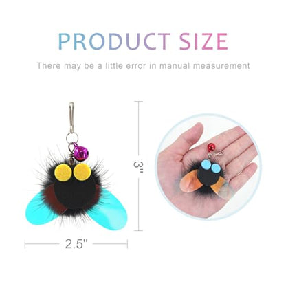 Cat Toy Wand Refills - 6 PCS Insect Shaped Furry Cat Toys Replacement, Interactive Cat Toys for Indoor Cat Kitten - size: Bug