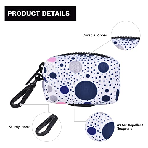 Dog Poop Bag Holder Leash Attachment, Dog Waste Bag Dispenser Zippered Pouch, Fits Any Dog Leash, Includes Free Roll of Dog Bags, Poop Bag Dispenser - 2 Pack, Blue Dots - color: Blue Dots