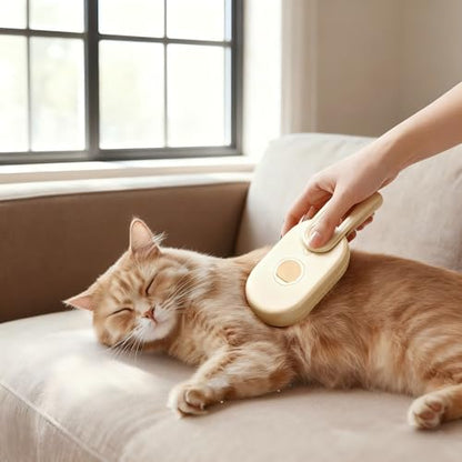 4 in 1 Cat steam brush, USB-Powered Pet for Dogs & Cats | Instant Fog Deshedding Tool, Reduces Shedding & Flyaway Hair | Gentle Grooming Brush for Dog & Cat Hair Loss Control (Beige) - color: Beige