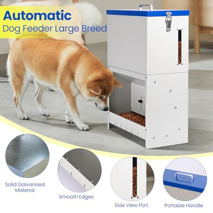 22lbs Gravity Dog Feeder - Automatic Dog Feeder Large Breed Outdoor Pet Feeding Station Auto Dry Food Dispenser for Pet Cat Dogs