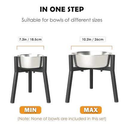SHAINFUN Raised Dog Bowl Stand for Large Dogs with Tray, Adjustable Width 7 to 10.6", Elevated Tall Food Water Stand (Bowl Not Included) - color: Black-HR, size: Height: 11", Width: 7-10.6"