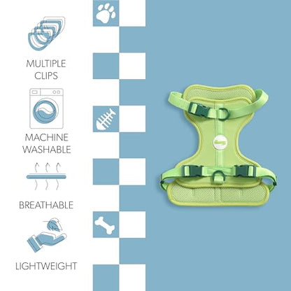 HNS1002B Arlo Medium Adjustable Soft Padded No Pull Pet Harness with 3 Buckles and 3 Leash Clips, Mojito - color: Light Green, size: Medium (Chest: 18 - 28")
