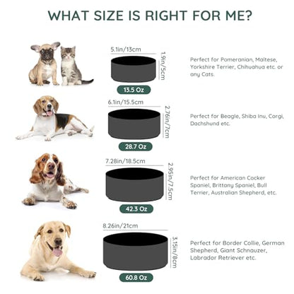 SPUNKYJUNKY 13.5OZ Ceramic Dog and Cat Bowl, Modern Cute Weighted Food Water Bowl for Replacement Black (2 Pack) - color: Black, size: 1.7 CUPS × 2