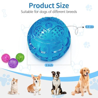RICHIE Ultra Durable Squeaky Dog Balls 3 Inch for Large Medium Dogs, Tough Chew Toys for Aggressive Chewers, Floating Fetch Balls for Pool Play, Teeth Cleaning Dog Toys 3 Pack Purple + Purple + Green - color: Purple + Purple + Green