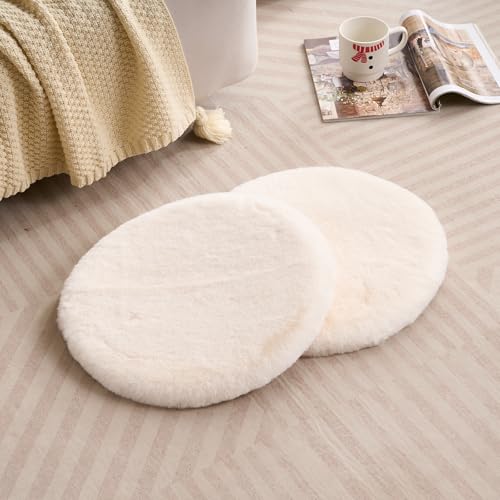 SHENGOCASE Pet Bed Cushion Pad, Faux Fur Dog Cat Pillow, Crate Mat, 20 inches, 2-Pack - color: Cream, size: 20"