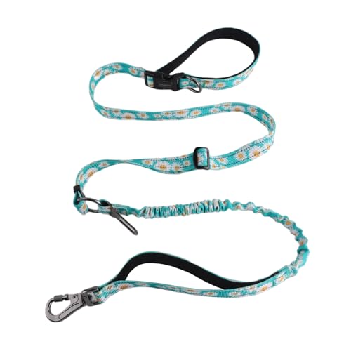 Hands Free Dog Leash, No Pull Bungee Dog Running Waist Leash, with Car Seat Belt, Reflective Stripes, Heavy Duty for Medium and Large Dogs. (Daisy Green, Large) - color: Daisy Green