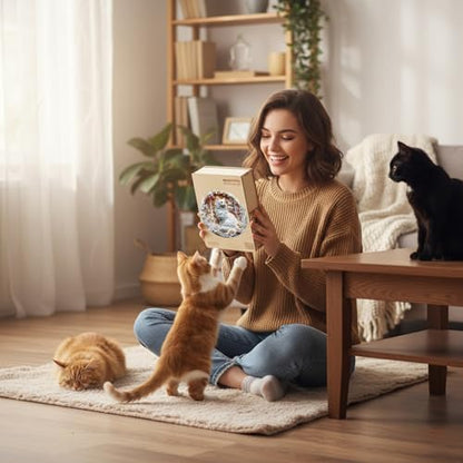 Wooden Puzzles Adults, 3D Cats Wooden Puzzles 100 Pieces, Unique Animal Shaped Wood Challenging Jigsaw Puzzles Christmas Birthday Gifts for Cat Lovers Friends, 8.5x8.5in - color: B 3d Cats, size: Small