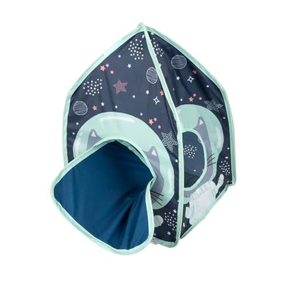 Kitty City Galactic Pop-Up Cat Play House, Collapsible Indoor Cat Hideout with Peekaboo Openings, Lightweight Foldable Cat Cube for Play & Lounging - color: N) Galactic Tent House