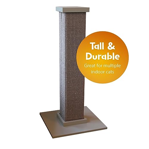 SmartCat Ultimate Scratching Post – Gray, Large 32 Inch Tower - Sisal Fiber, Simple Design - For All Cats - color: Gray