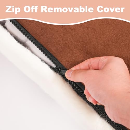 Bedfolks Waterproof Crate Bed, Plush Dog & Cat Bed with Removable Washable Cover, Faux Fur Kennel Pad, 17"x12", Cow Print - color: Cow Print, size: XX-Small(17x12'')