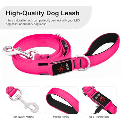 Colaseeme Light Up Dog Leash, LED Pet Leashes USB Rechargeable, Glow Safety Dogs Lights at Night (6FT,Pink) - color: Pink, size: 6FT