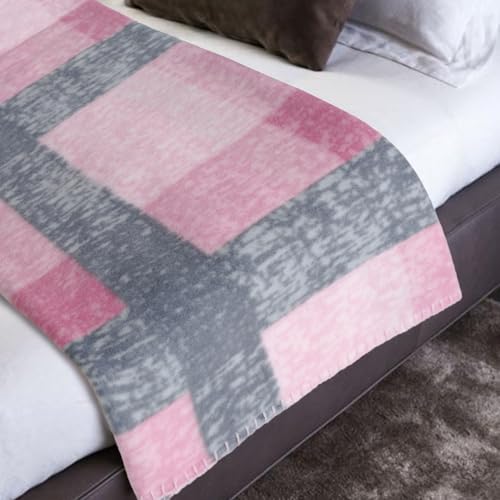ZYFZCYBL Fleece Throw Blankets for Couch Bulk Lightweight Warm Soft Cozy Blanket 6 Pack Bulk Fleece Blanket Solid for Bed Couch Office Gifts Outdoor 50 x 60 inch Pink and Grey - color: Plaid (Pink and Grey)