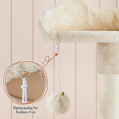 Yaheetech 76.5in Multi-Level Large Cat Tree, Big Cat Tower with 3 Condos, Cozy Plush Perches, 9 Sisal Scratching Posts and Ladder, Activity Center for Large Kitties, Beige - color: Beige