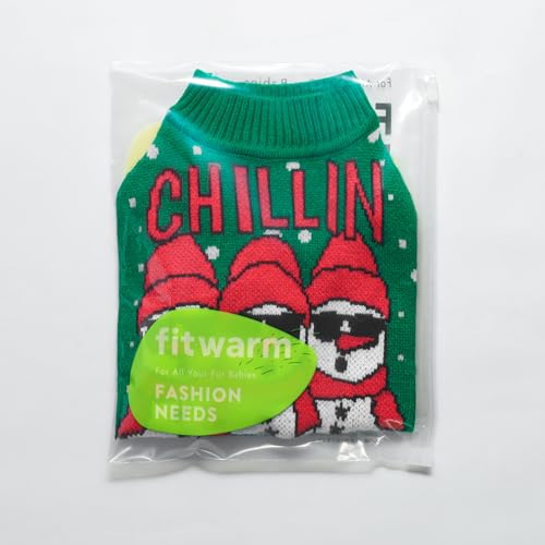 Fitwarm Chillin with My Snowmies Dog Ugly Christmas Sweater, Winter Dog Clothes for Small Dogs Girl Boy, Pet Holiday Sweatshirt, Xmas Snowman Outfit, Green, Red, White, Medium - color: Snowmies, size: Medium