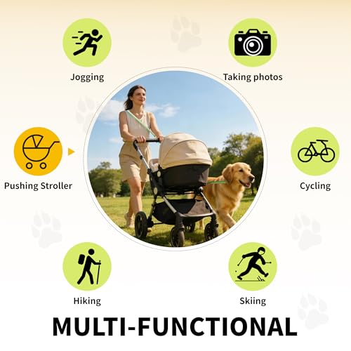 ‌EVERKING 6ft Hands-Free Dog Leash - 6-in-1 Adjustable with 360° Rotating Buckle, Night Reflective & Shock Absorbing for Large/Small Dogs (Up to 120lbs) (Green) - color: Green