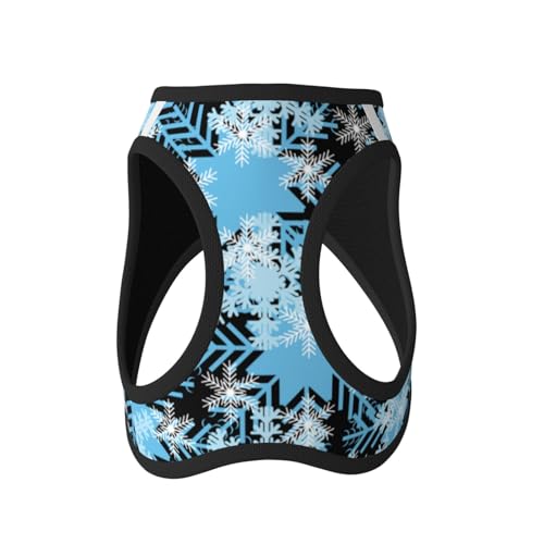 Christmas Snowflakes Blue Pet Harness Escape Proof Dog Harness Adjustable Mesh Padded Reflective Dog Vest Harness and Leash Set Large - color: Style 2, size: Large