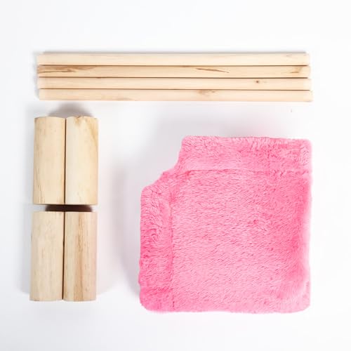 Cat and Dog Hammock Bed for Small Dogs, Brethable Wooden Cat Pet Rabbit Elevated Bed Cots Furniture for All Seasons Fleece Hot Pink - color: Fleece Hot Pink