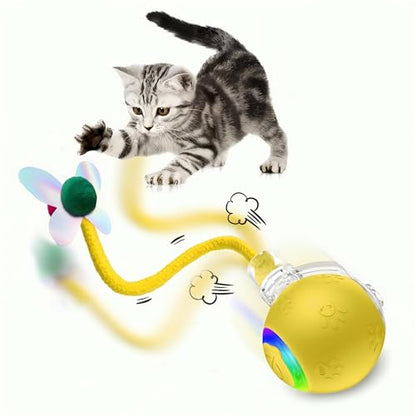 2026 Newly Upgraded Version 3.0 Cat Toys, Cool Intelligent Interactive Cat Ball for Indoor Bored Cats, Automatic Rolling Ball 3.0 Puzzle Toy, Electronic Rolling Pet Chase (Yellow-1 pcs) - color: 02 - Yellow-1 pcs