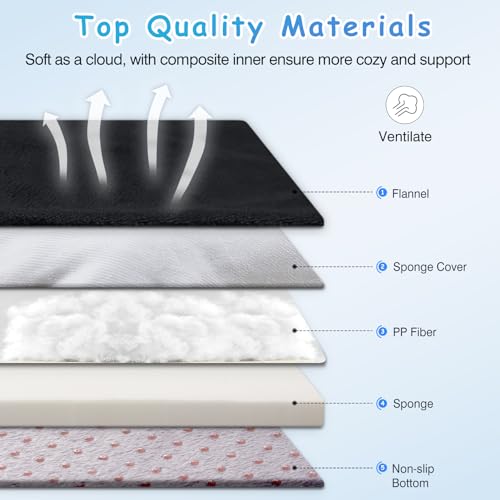 Super Soft Large Dog Bed, 39 Inches Orthopedic Foam Pet Beds with Anti Slip Bottom, Dog Sleeping Mattress with Removable and Washable Cover, Dark Grey L,39'' X 33.5'' X 3.7'' - color: Dark Grey, size: 39.0"L x 33.5"W x 4.0"Th